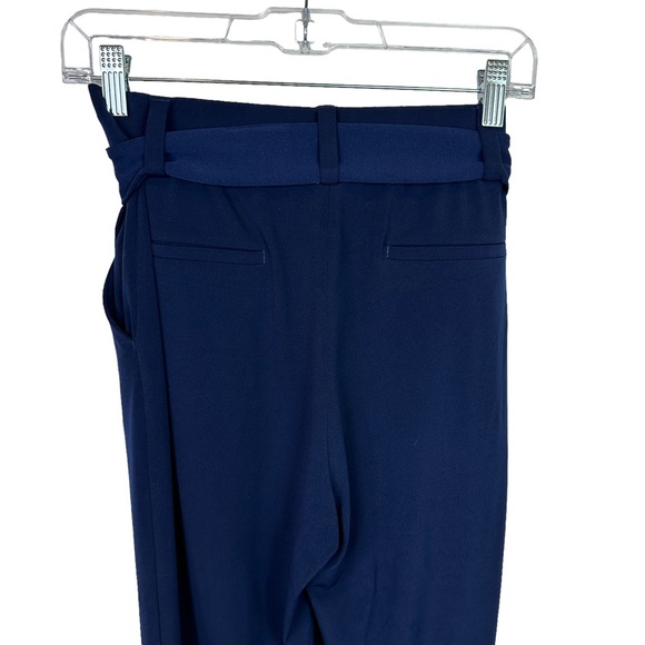Express Pants Women Tie Waist Tapered Ankle Stretch High Rise Navy 2 Extra Small - Picture 8 of 10